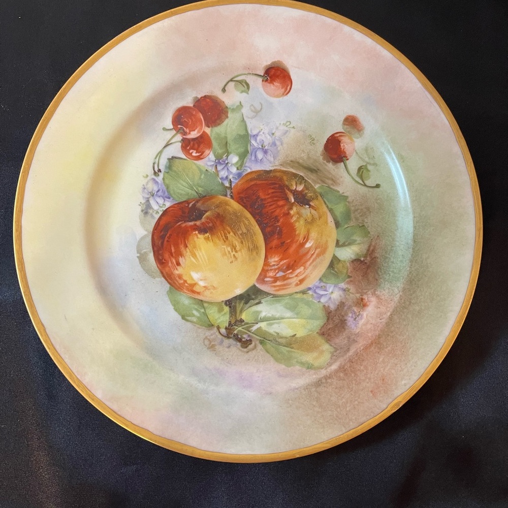 Haviland Fruit Motif Decorative Plate in Red, Yellow, Green and Gold